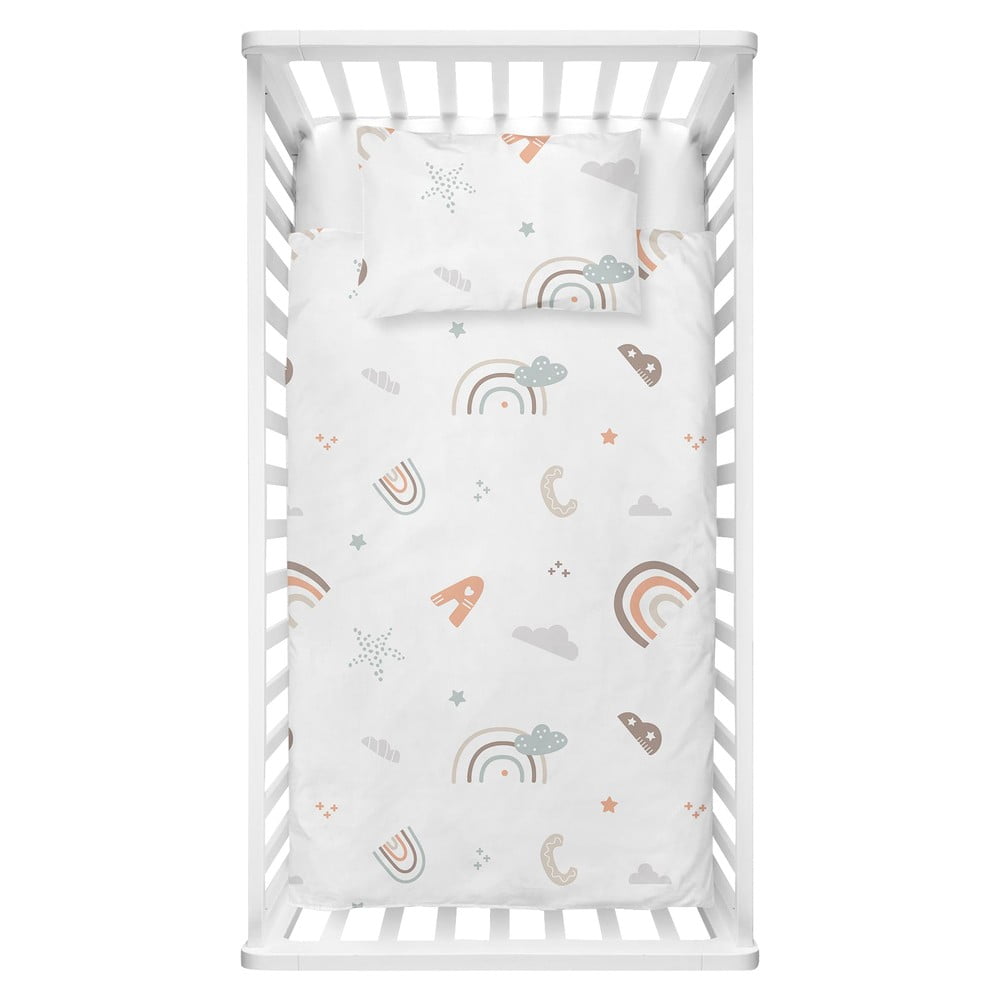 Fehér renforcé pamut gyerek ágyneműhuzat babaágyhoz 100x150 cm Abc – Mijolnir