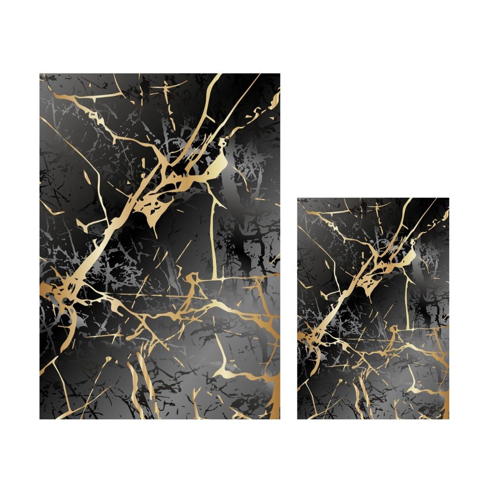 Fekete-aranyszínű fürdőszobai kilépő szett 2 db-os 60x100 cm Cracks – Mila Home