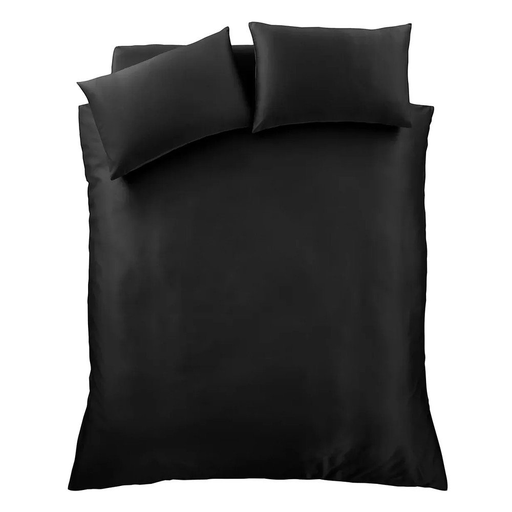 Fekete kétszemélyes-hosszabbított szatén ágyneműhuzat 230x220 cm Silky Soft – Catherine Lansfield