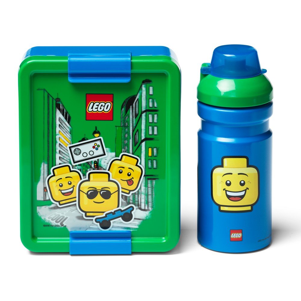 Iconic zöld-kék uzsonnásdoboz és kulacs - LEGO®