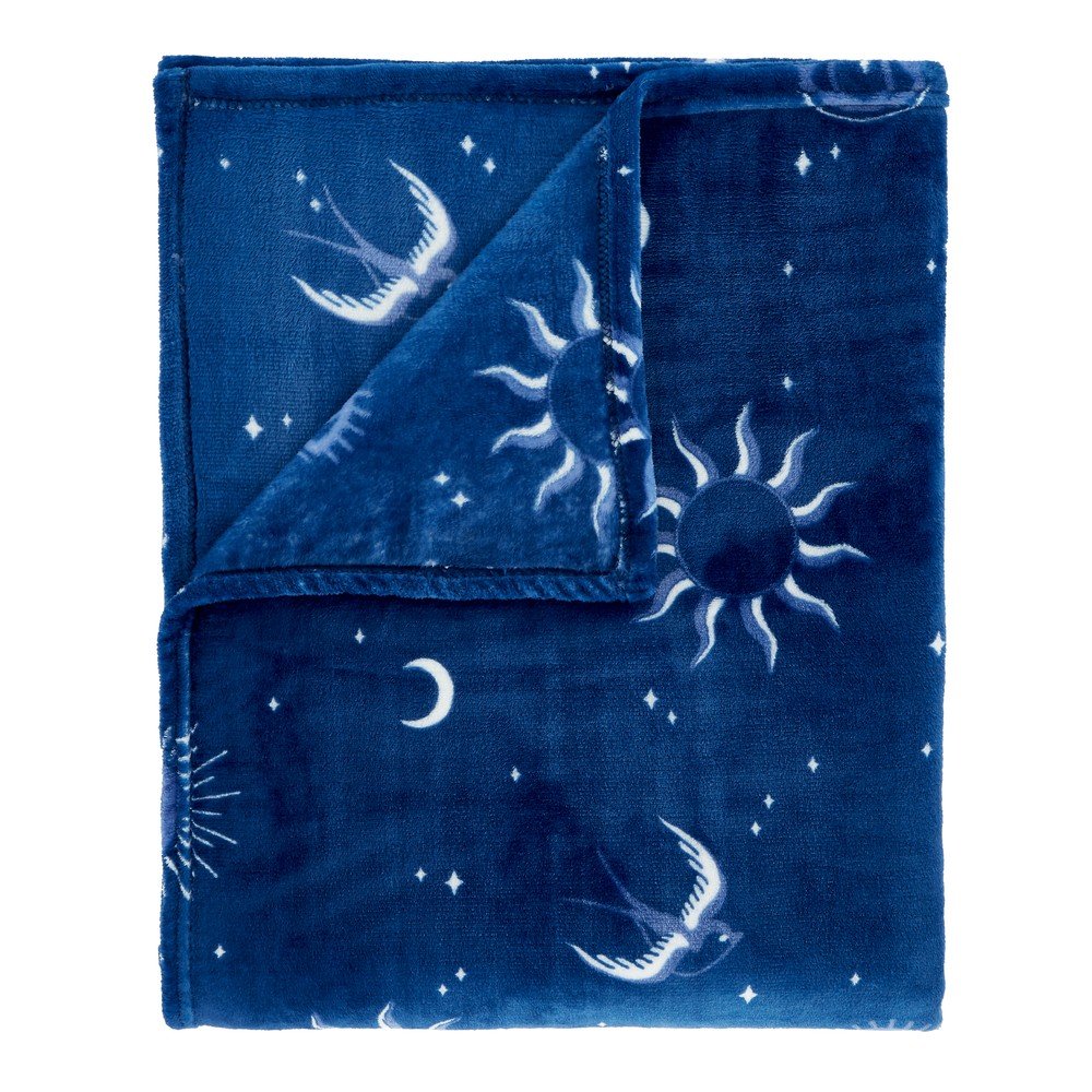 Kék mikroplüss ágytakaró 200x240 cm Astrology – Sassy B