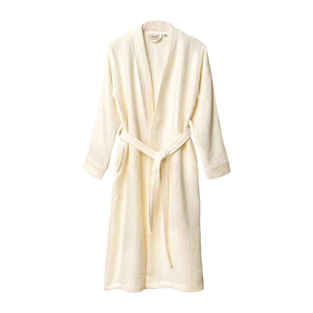 Krémszínű muszlin fürdőköpeny L/XL Kimono – Foutastic