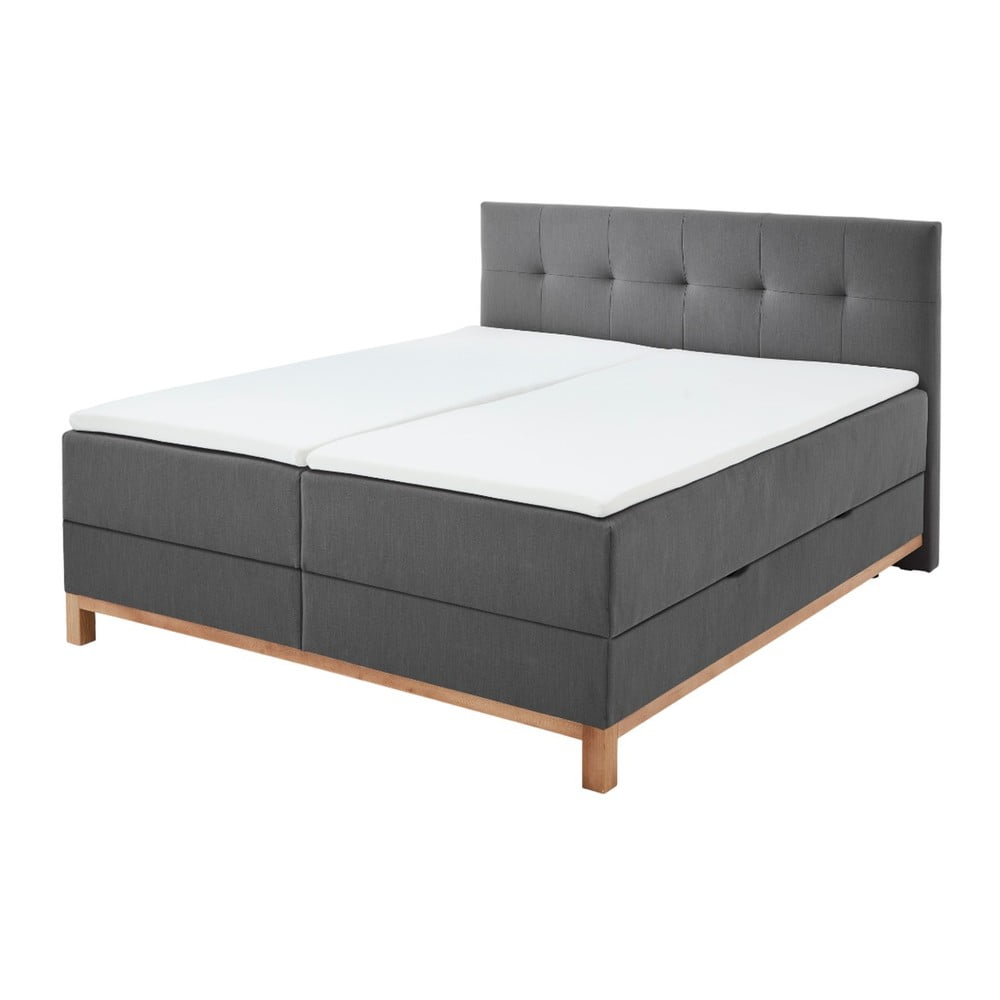Sötétszürke boxspring ágy tárolóhellyel 160x200 cm Catania - Meise Möbel