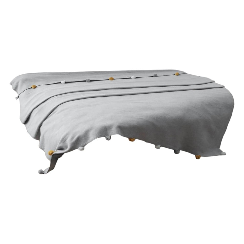Szürke fleece ágytakaró 150x200 cm Pom Pom – Mijolnir