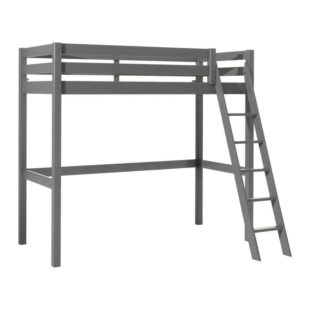 Szürke magasított borovi fenyő gyerekágy 90x200 cm PINO – Vipack