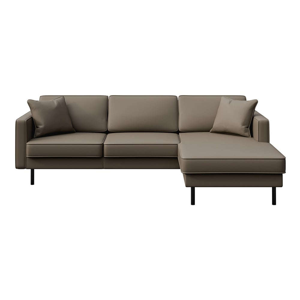 Világosbarna bőr sarokkanapé (jobb oldali) Kobo – MESONICA