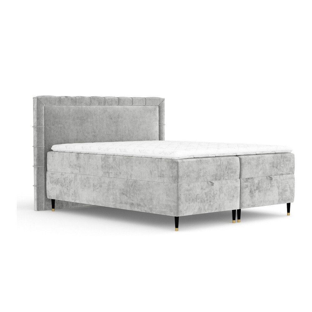 Világosszürke ágyneműtartós boxspring ágy 160x200 cm Voyage – Maison de Rêve