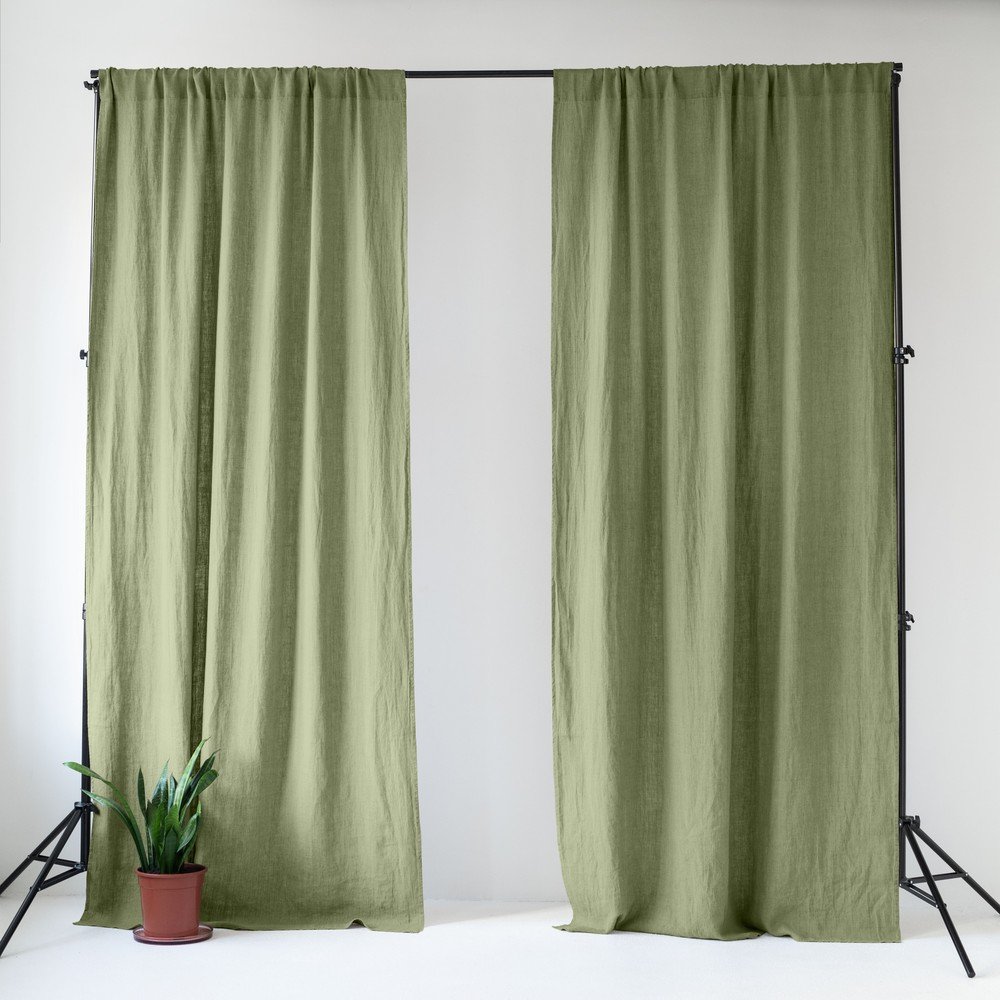 Világoszöld len függöny 140x200 cm Sage – Linen Tales