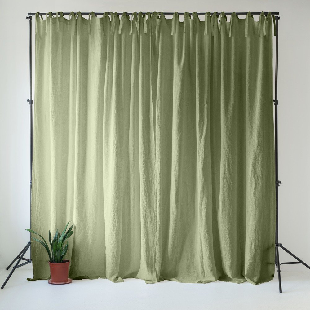 Világoszöld len függöny 140x300 cm Sage – Linen Tales
