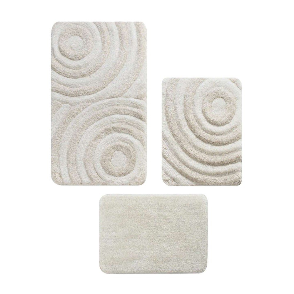 Bézs fürdőszobai kilépő szett 3 db-os 60x100 cm Wave – Foutastic