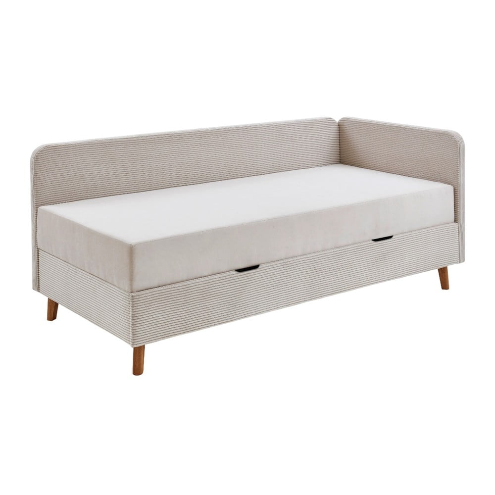 Bézs kárpitozott egyszemélyes ágy tárolóhellyel 90x200 cm Cabana – Meise Möbel