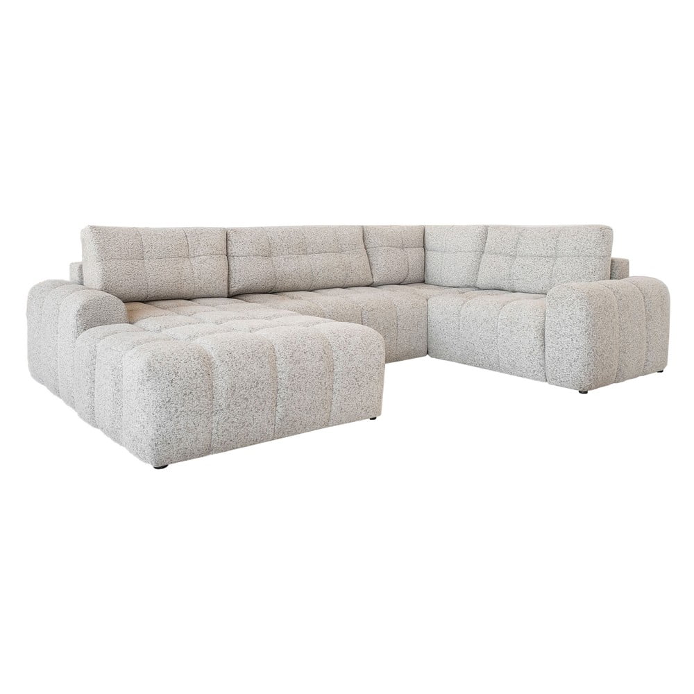 Bézs kinyitható tárolóhelyes moduláris sarokkanapé (jobb oldali) Lulu – Miuform