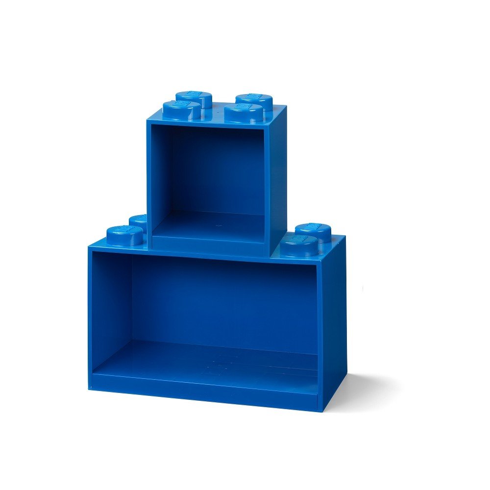Brick 2 db-os gyerek kék fali polc szett - LEGO®
