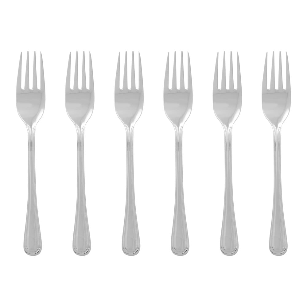 Ezüstszínű rozsdamentes acél desszertes villa szett 6 db-os Classic – Premier Housewares