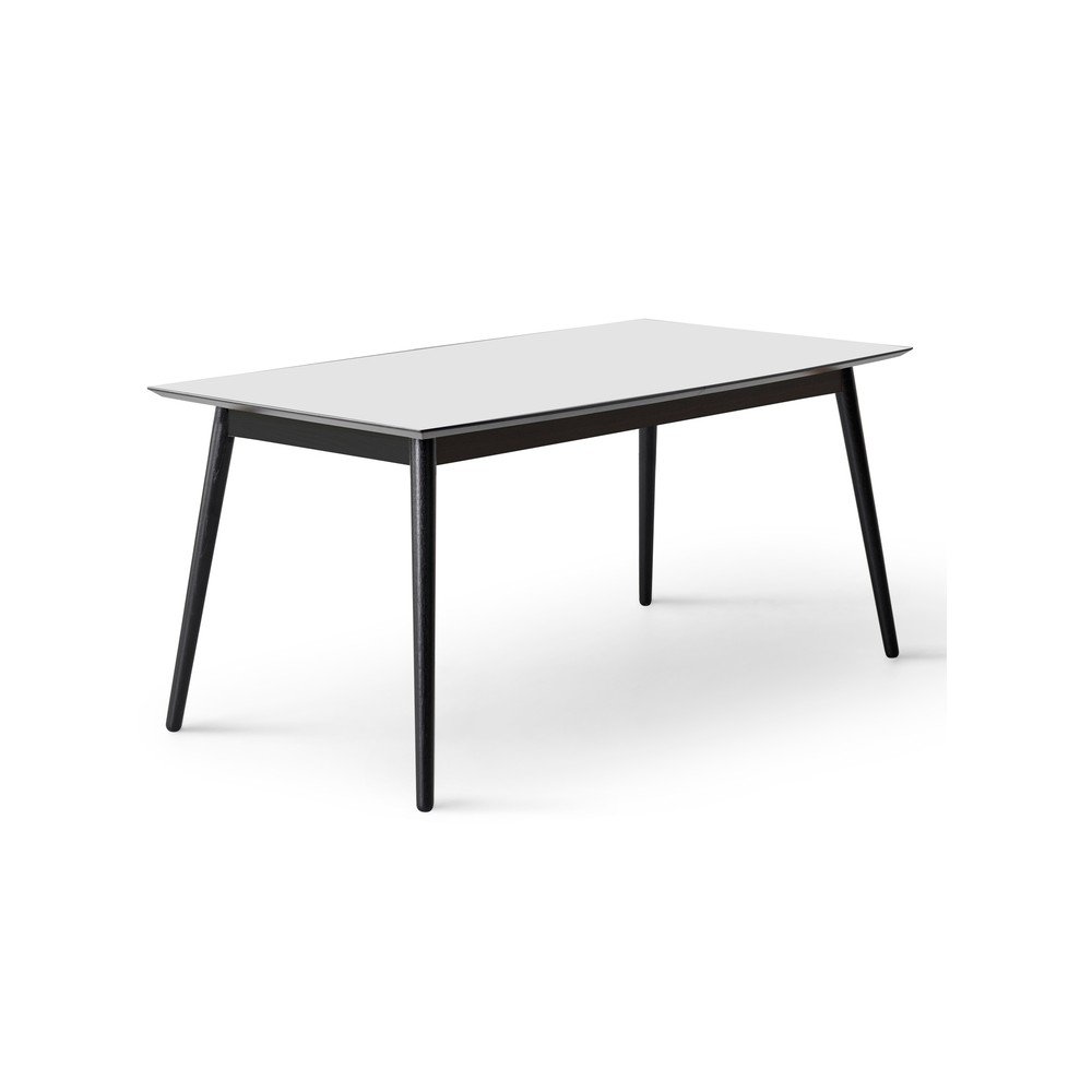 Fehér-fekete bővíthető étkezőasztal fehér asztallappal 90x165 cm Meza – Hammel Furniture