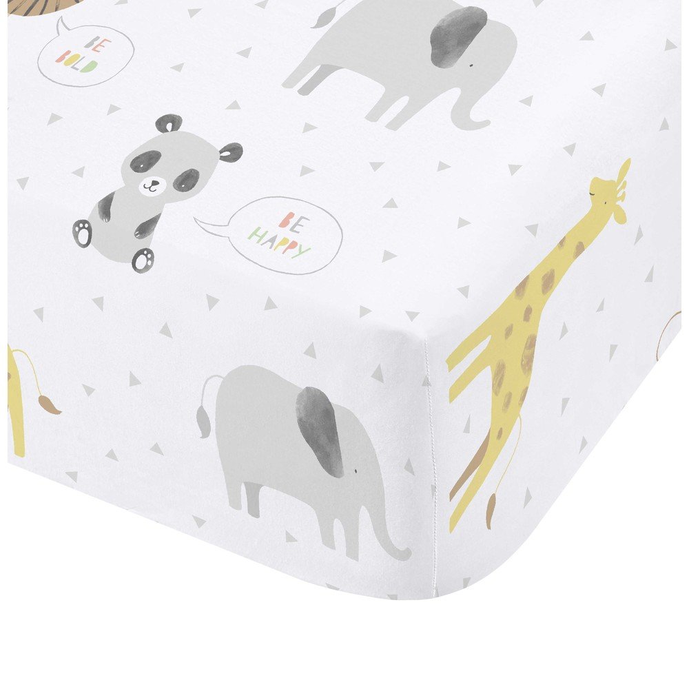 Fehér gumis gyerek lepedő babaágyhoz 70x140 cm Roarsome Animals – Catherine Lansfield