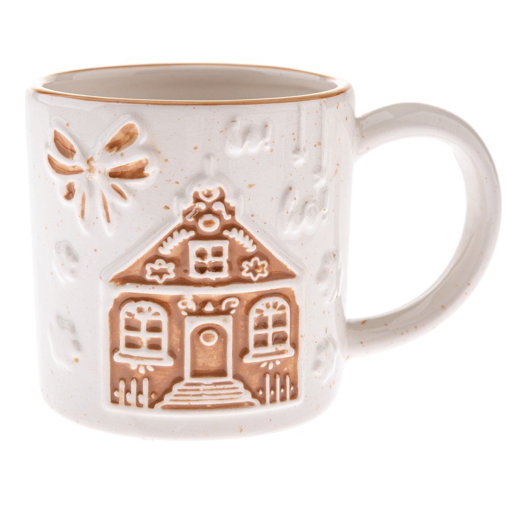 Fehér kerámia bögre karácsonyi mintával Christmas cottage – Dakls