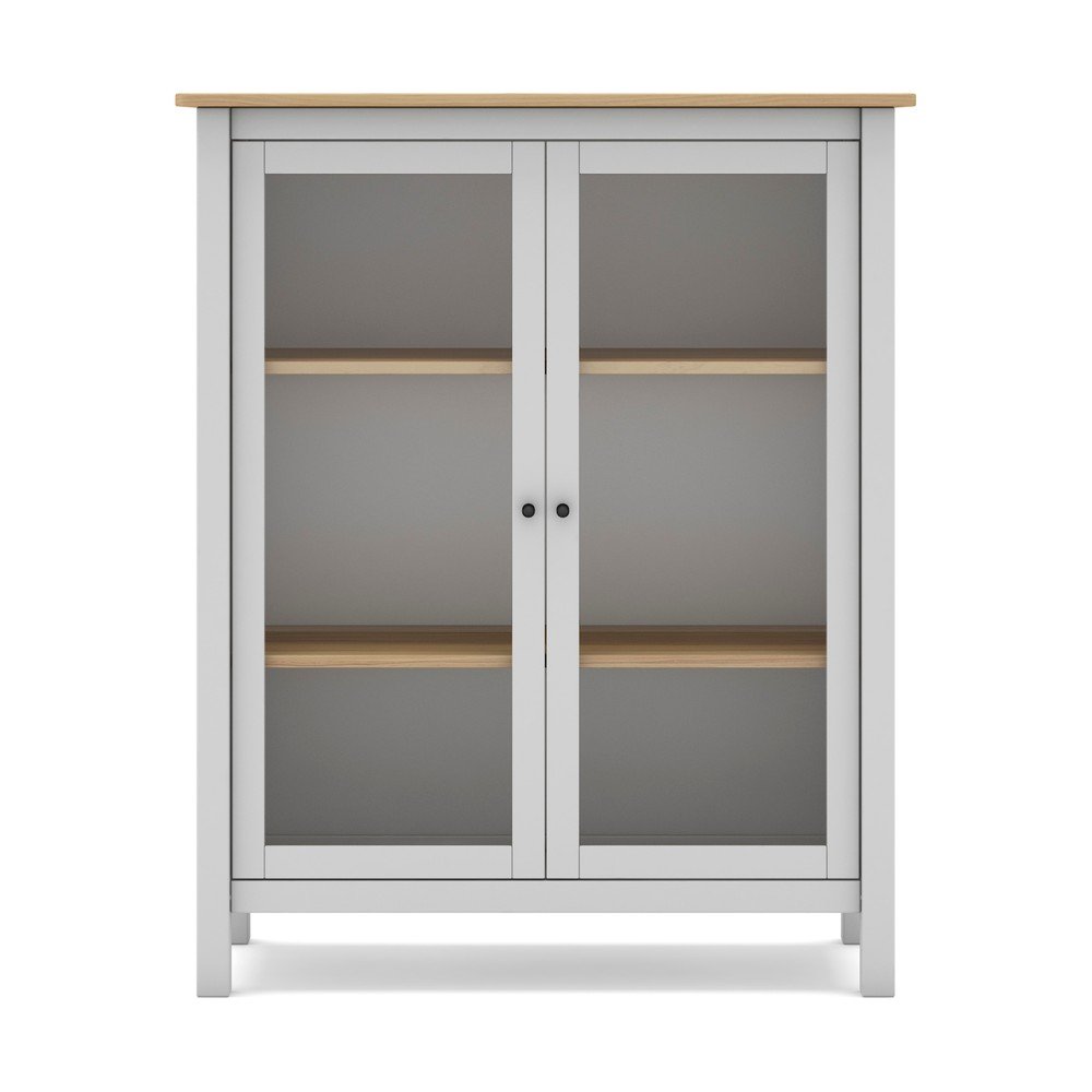 Fehér-natúr színű borovi fenyő tálalószekrény 90x110 cm Misti – Marckeric