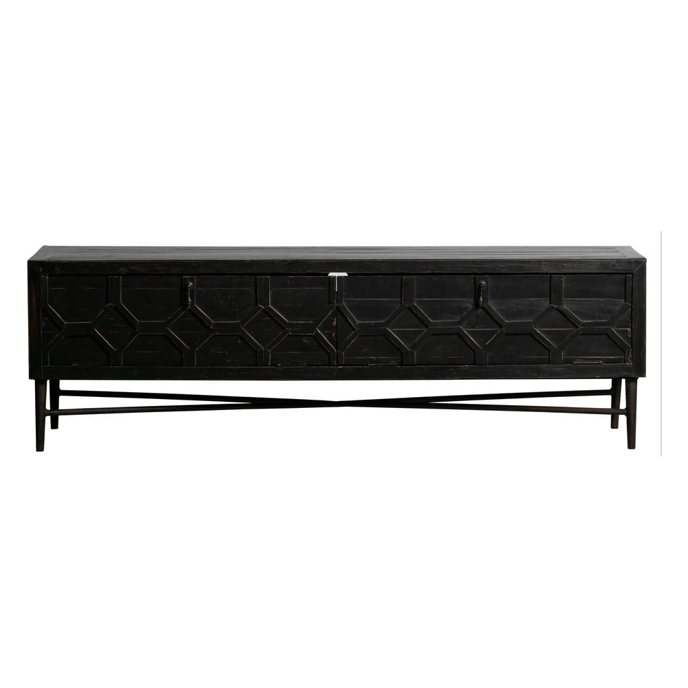 Fekete újrahasznosított fa TV-állvány 160x50x45 cm Bequest – WOOOD