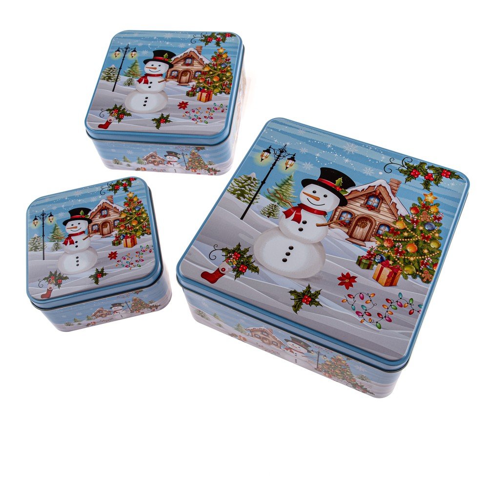 Fém aprósütemény tartó doboz szett 3 db-os Snowman – Dakls