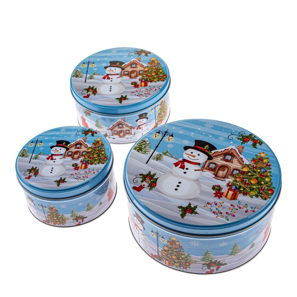 Fém aprósütemény tartó doboz szett 3 db-os Snowman – Dakls