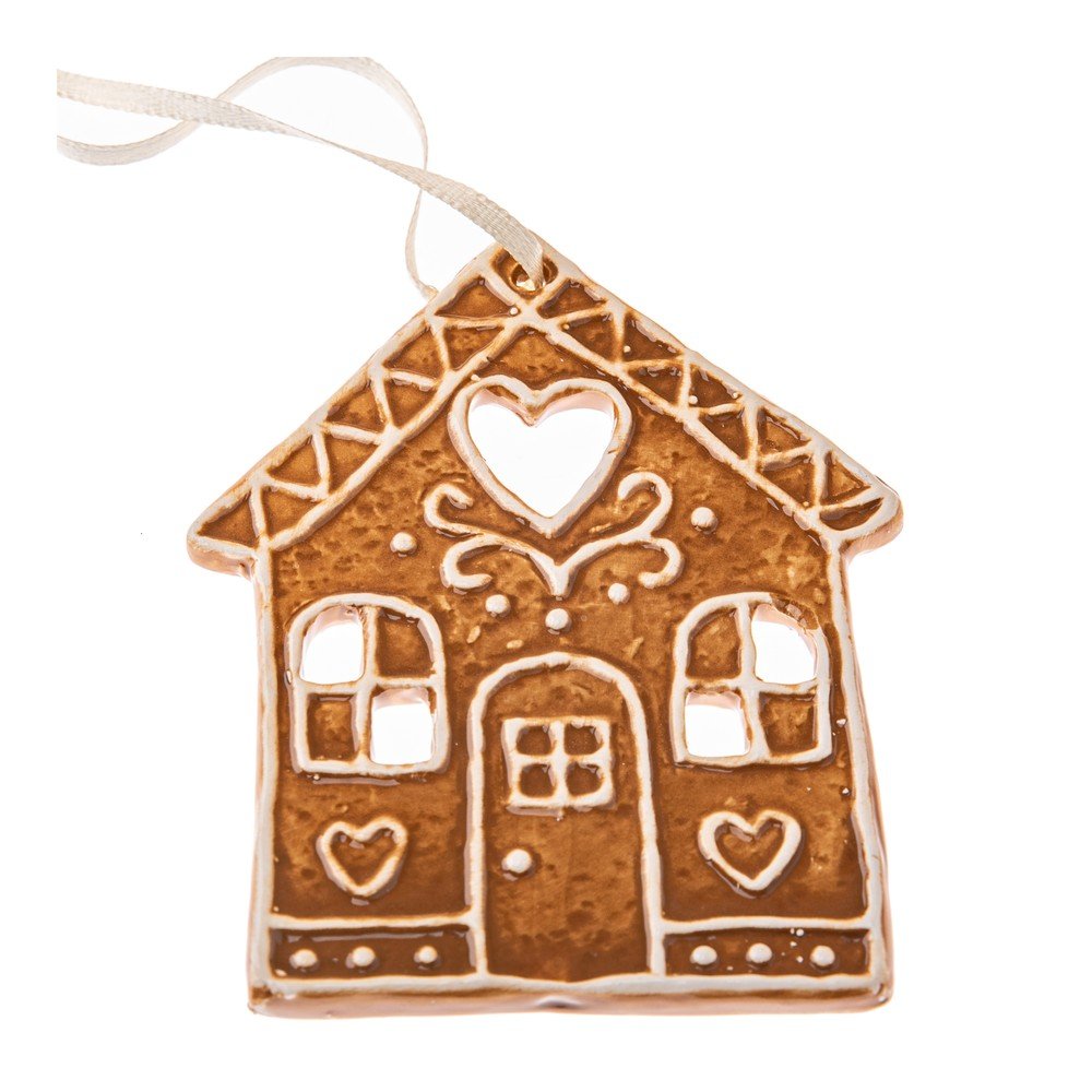 Kerámia karácsonyfadísz 10 cm Gingerbread House – Dakls