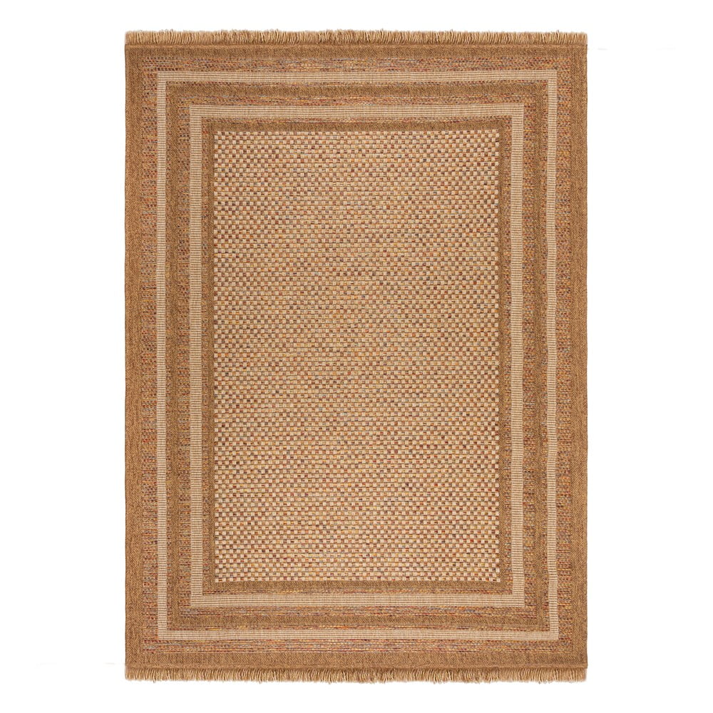 Natúr színű kültéri-beltéri szőnyeg 160x230 cm Layla Border – Flair Rugs