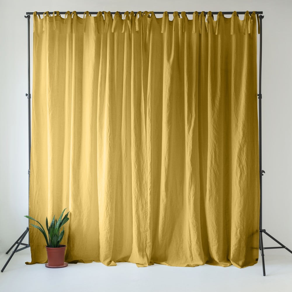 Sárga len függöny 140x200 cm Lemon Curry – Linen Tales