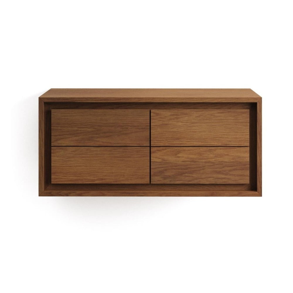 Sötétbarna teakfa fali mosdó alatti szekrény 90x40 cm Kenta – Kave Home