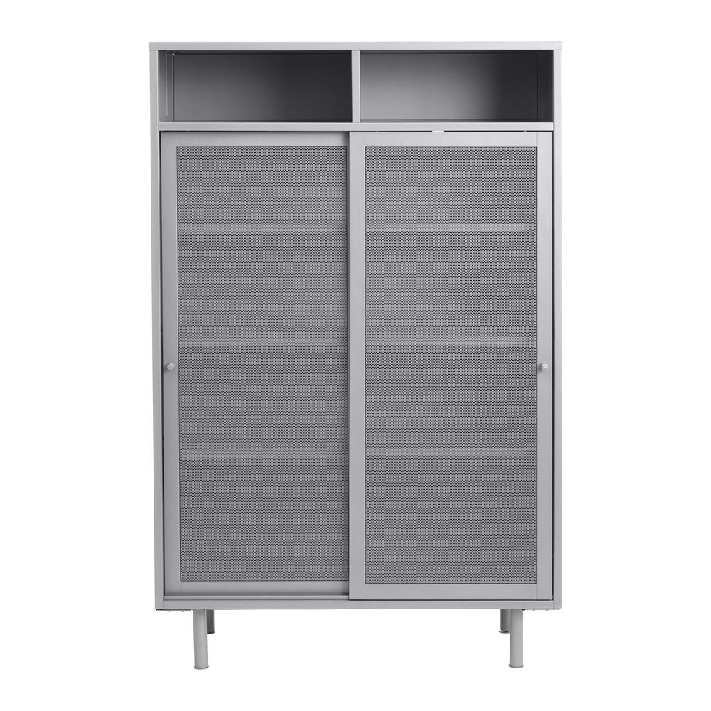 Szürke fém szekrény tolóajtóval 90x140x40 cm Veep – Unique Furniture