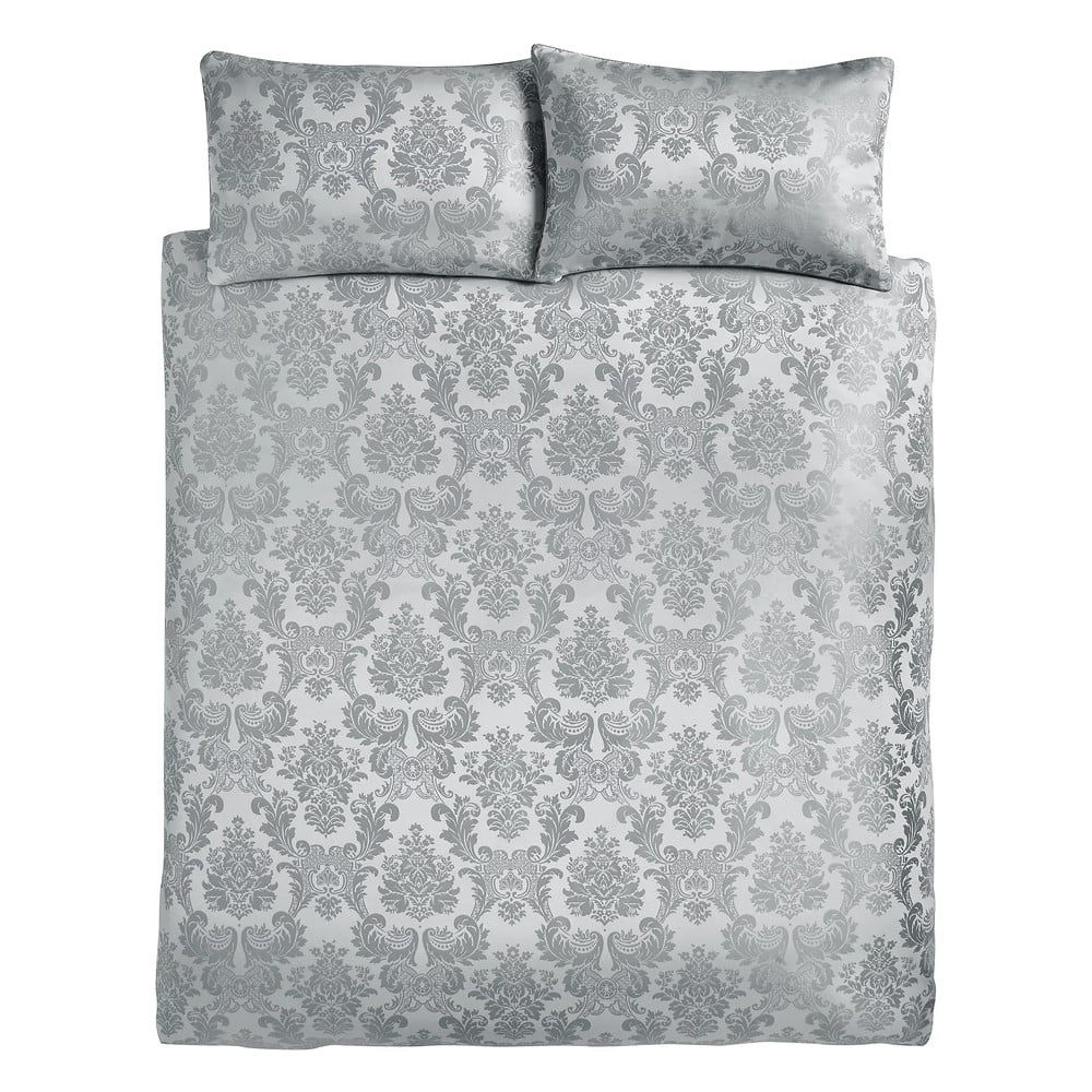 Szürke kétszemélyes-hosszabbított damaszt ágyneműhuzat 230x220 cm Damask Jacquard – Catherine Lansfield