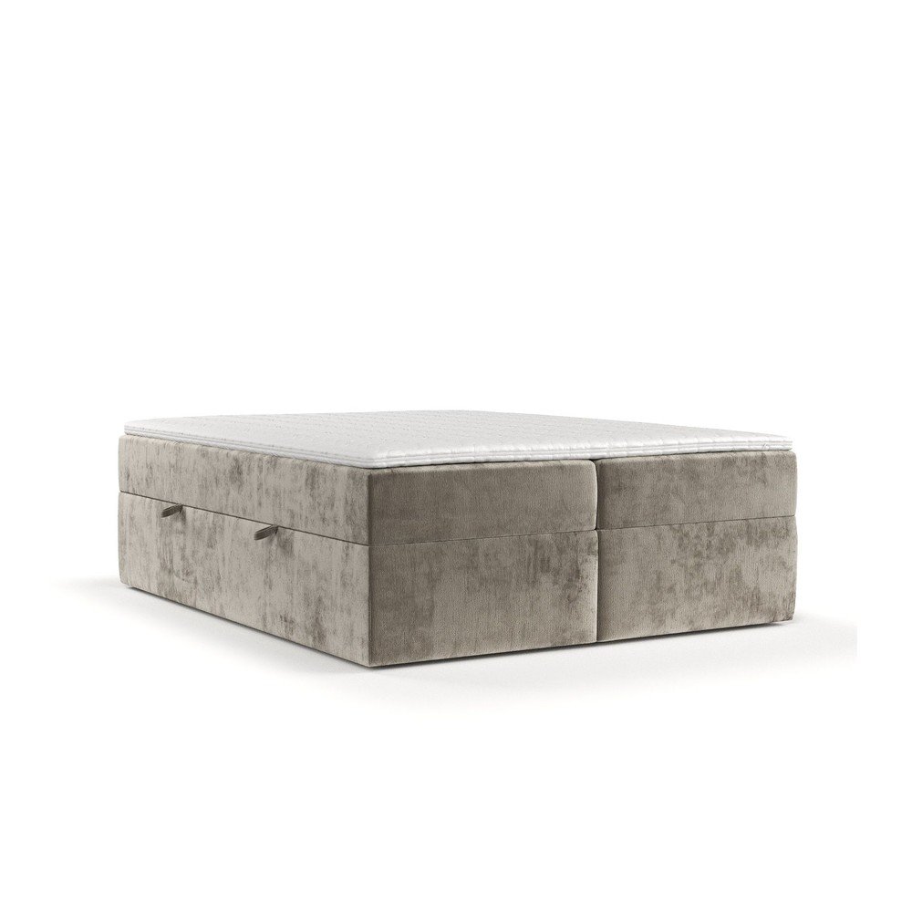 Világosbarna ágyneműtartós boxspring ágy 180x200 cm Yoko – Maison de Rêve