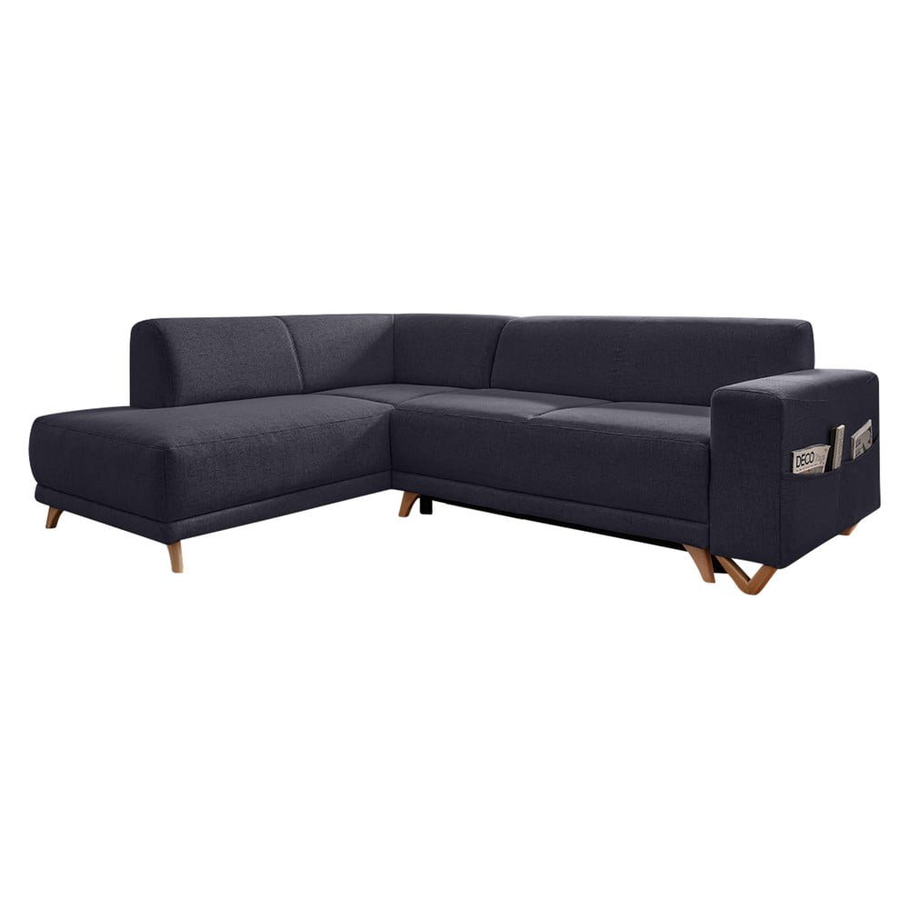 Antracitszürke kinyitható-tárolóhelyes sarokkanapé (bal oldali-L alakú) Classy Sophie – Miuform