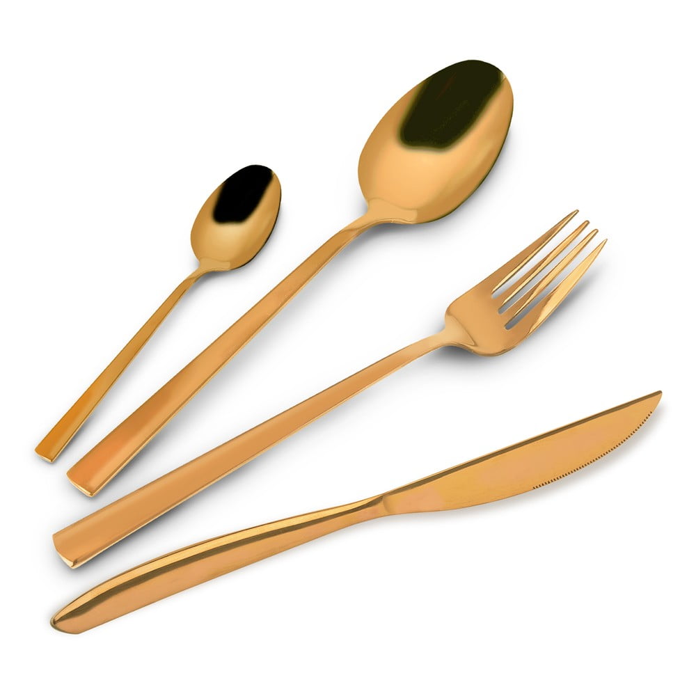 Aranyszínű rozsdamentes acél evőeszköz készlet 24 db-os Gold – Orion
