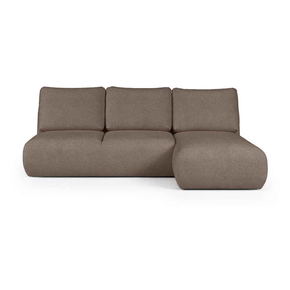 Barna buklé sarokkanapé (jobb oldali-heverő résszel) Mirel – Rodier