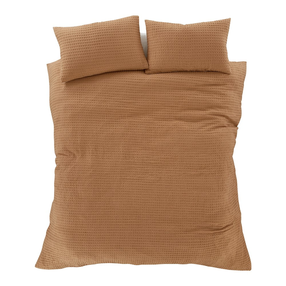 Barna kétszemélyes hosszabbított ágyneműhuzat 230x220 cm Muscat Waffle – Pineapple Elephant