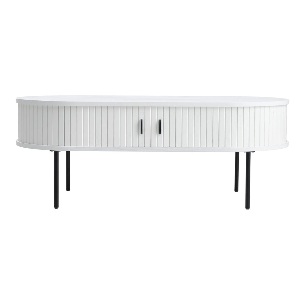 Fehér dohányzóasztal tölgyfa dekorral 60x120 cm Nola – Unique Furniture