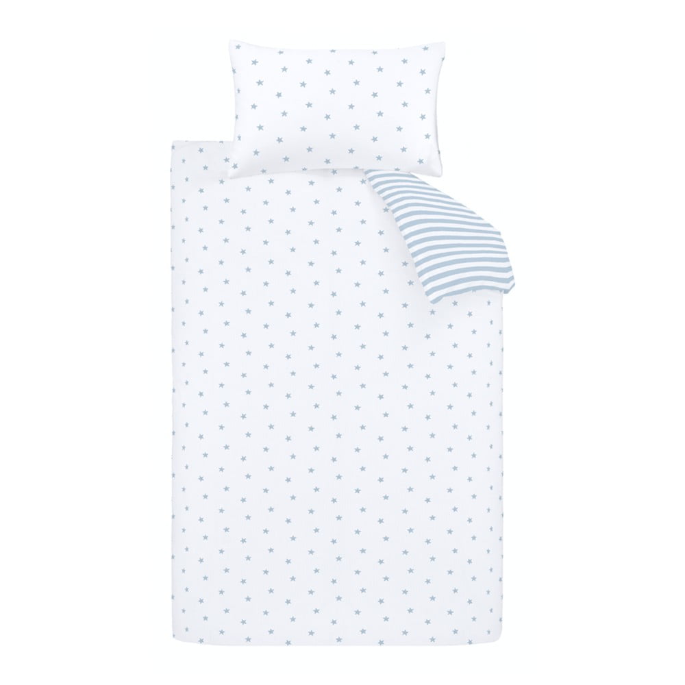 Fehér-kék kétszemélyes pamut gyerek ágyneműhuzat 200x200 cm Mini Star & Stripes – Bianca