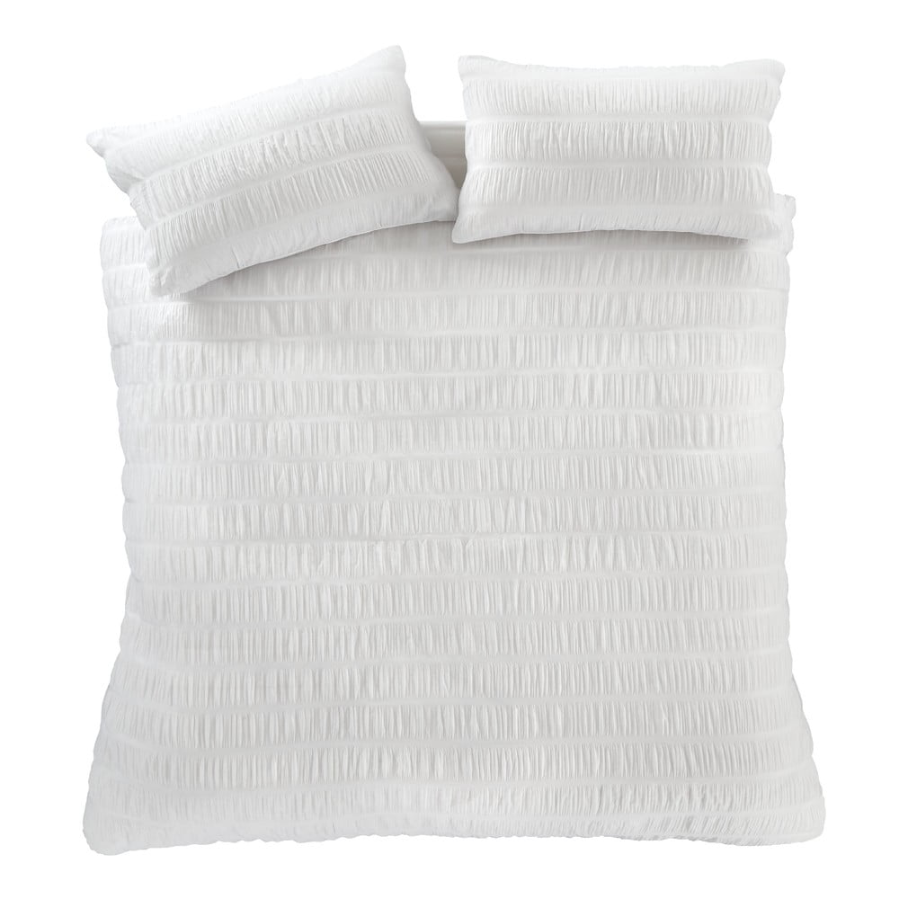 Fehér kétszemélyes-hosszabbított krepp ágyneműhuzat 230x220 cm Seersucker – Catherine Lansfield