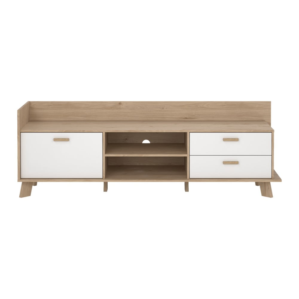 Fehér-natúr színű TV-állvány tölgyfa dekorral 182x62x51 cm Ikast – Tvilum