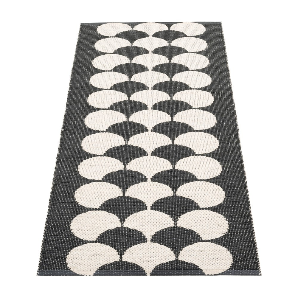 Fekete-krémszínű kültéri-beltéri futószőnyeg 70x150 cm Poppy Black Vanilla – Pappelina
