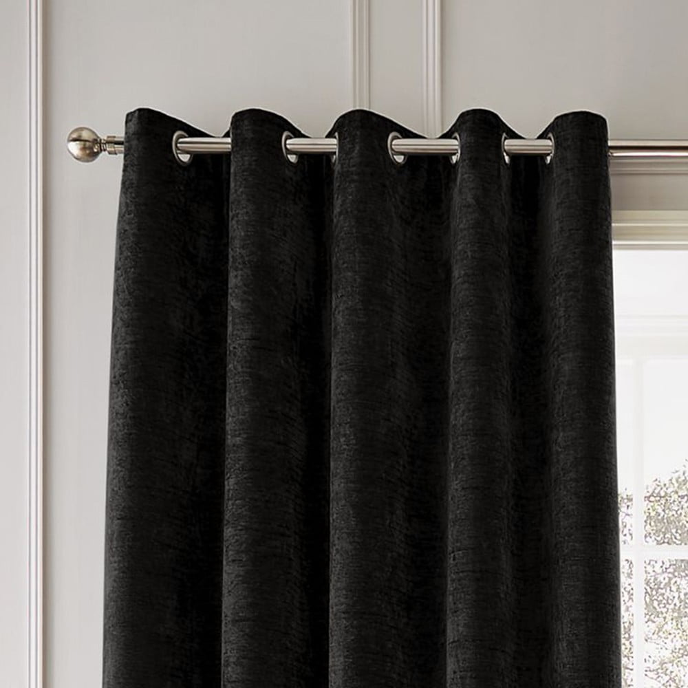 Fekete zsenília termo függöny szett 2 db-os 117x183 cm Selene Luxury Chenille – Hyperion