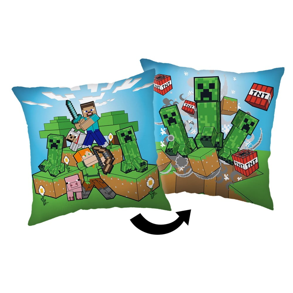 Gyerek párna 40x40 cm Minecraft "Creeper Rush" – Jerry Fabrics
