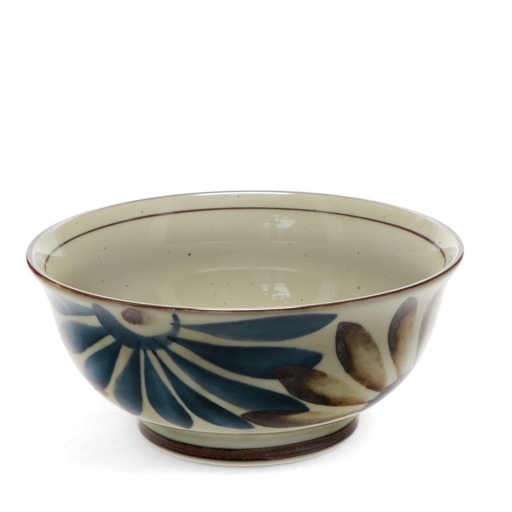 Kék-bézs porcelán tálka ramenhez 1 l Flower – Rex London