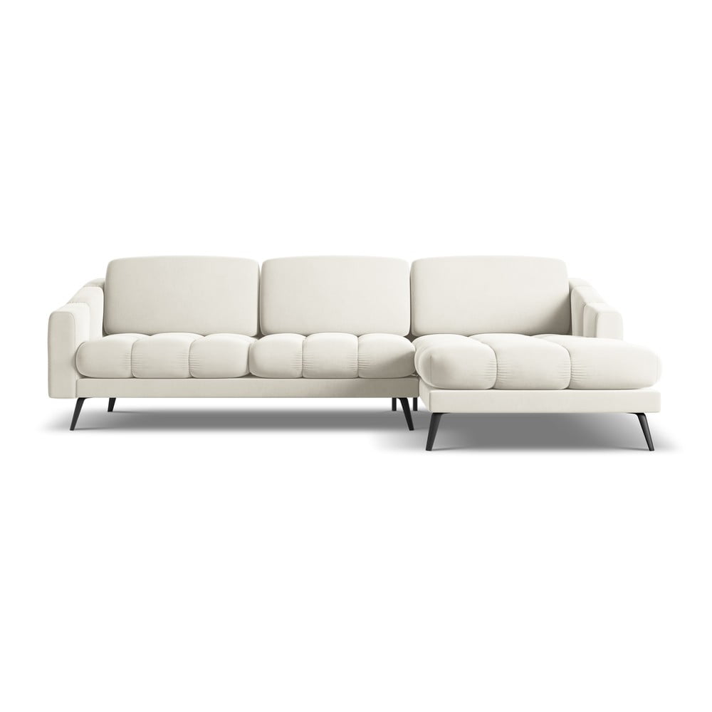 Krémszínű bársony sarokkanapé (jobb oldali) Nalu – Makamii