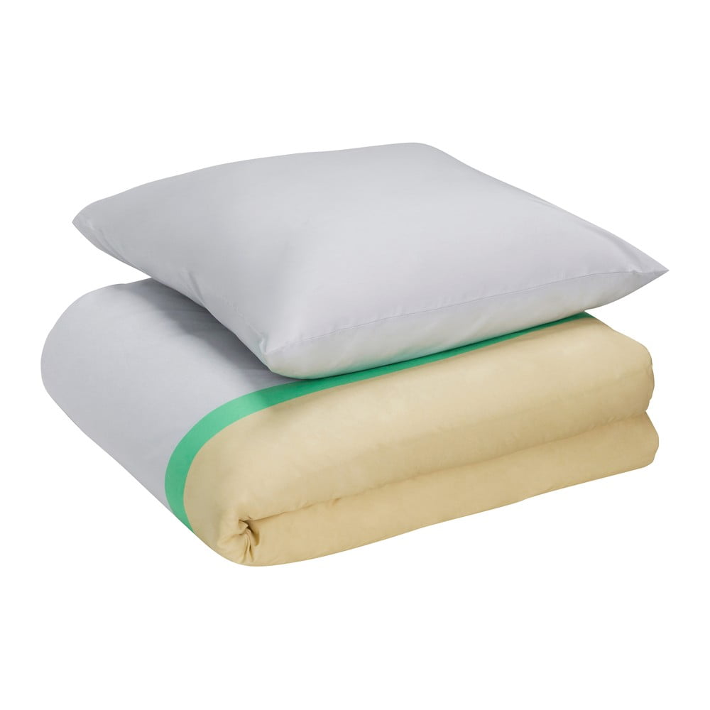 Levendula színű-bézs egyszemélyes hosszabbított pamut ágyneműhuzat 140x220 cm Block – Hübsch