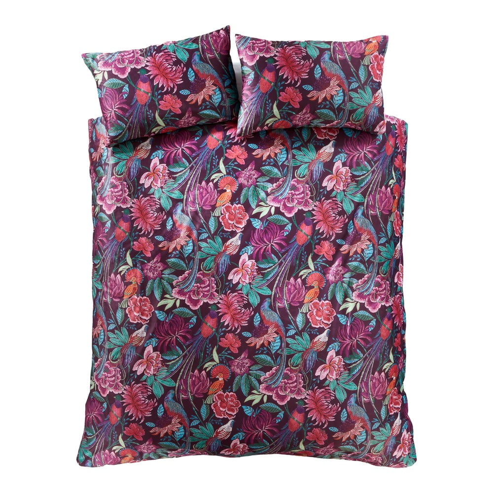 Lila egyszemélyes bársony ágyneműhuzat 135x200 cm Kate Floral – Catherine Lansfield