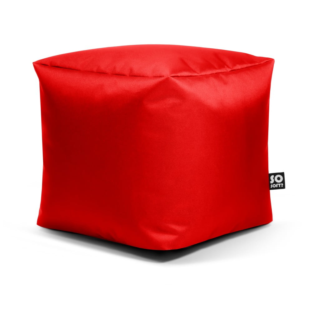 Piros bőrutánzat gyerek babzsákfotel Cube M – So Soft?