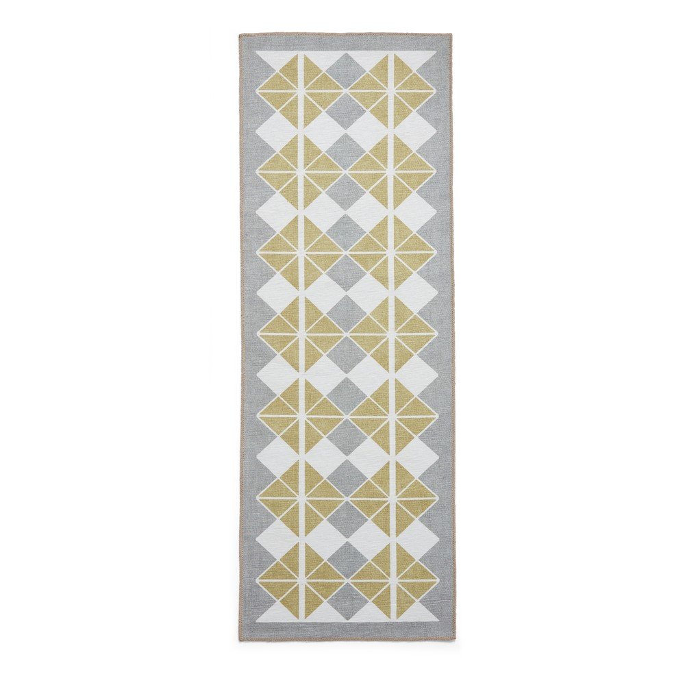 Sárga-szürke mosható futószőnyeg 76x230 cm Victoria Yellow – Think Rugs