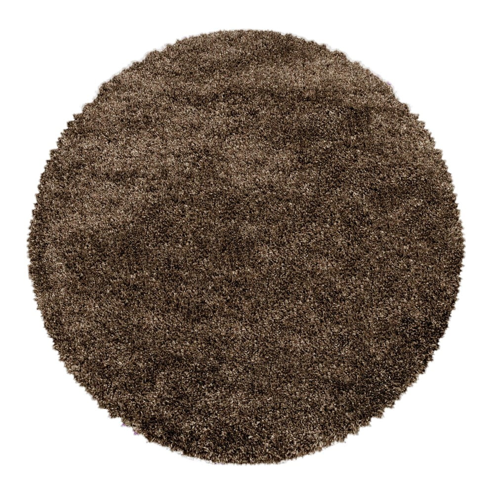 Sötétbarna kerek szőnyeg ø 200 cm Fluffy – Ayyildiz Carpets